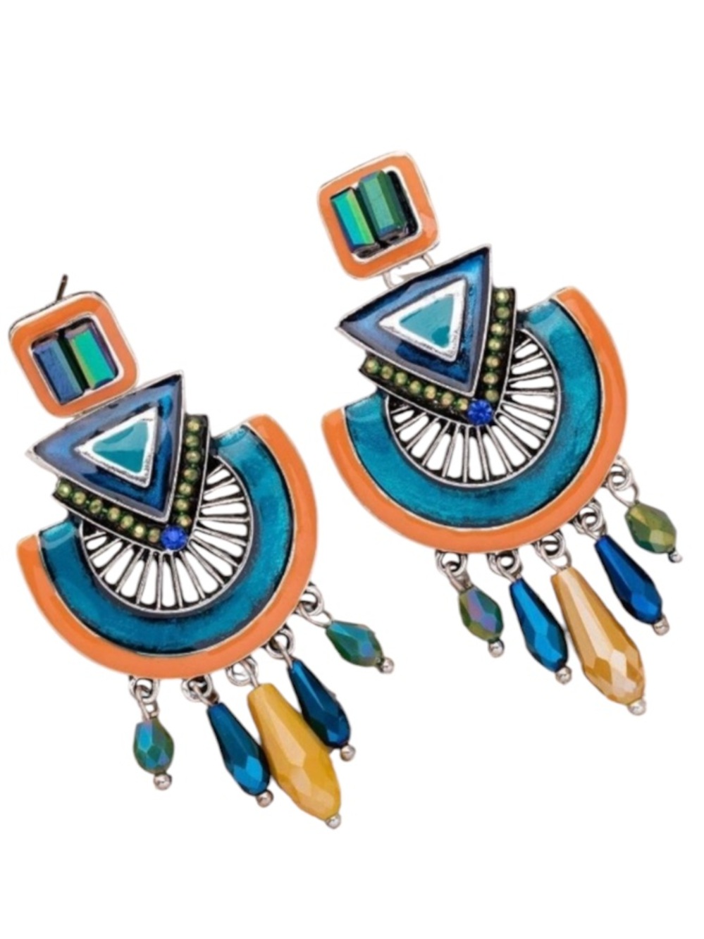 1pair Enamel Earrings, Random Bead Color